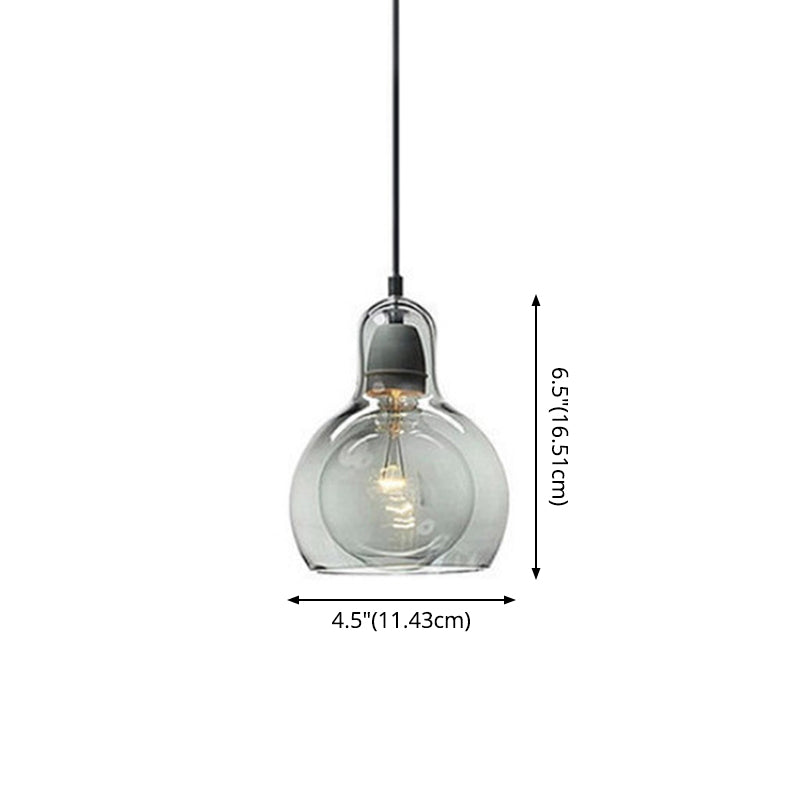 1 Light Pendant Lighting Fixtures Contemporary Gourd Glass Hanging Lights for Lounge