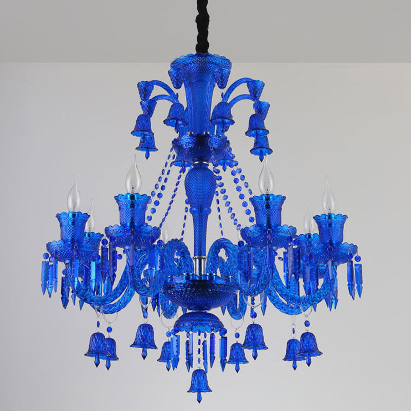 8 Lichter Kristallhängelampe traditionelle rot/blau/lila Candelabra Wohnzimmer Kronleuchter Licht