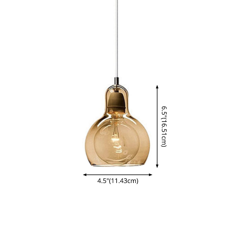 1 Light Pendant Lighting Fixtures Contemporary Gourd Glass Hanging Lights for Lounge