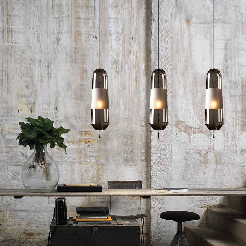 1 Light Pendant Lighting Fixtures Modern Cylindrical Glass Hanging Lights for Bedroom