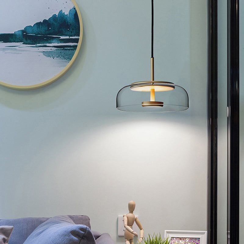 1 Light Pendant Lighting Fixtures Modern Translucent Glass Dome Pendant Lighting for Living Room