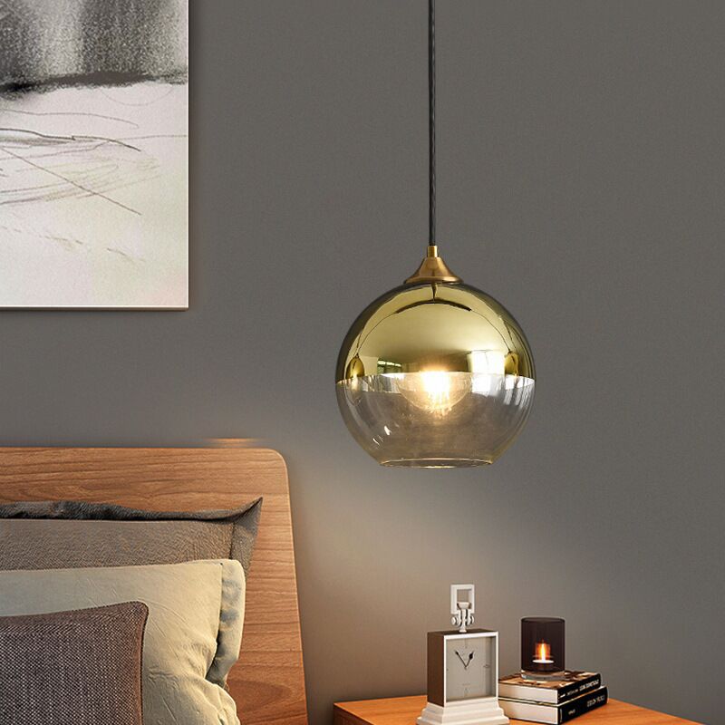 Contemporary Sphere Pendant Lights Blown Glass Hanging Pendant Lights for Bedroom