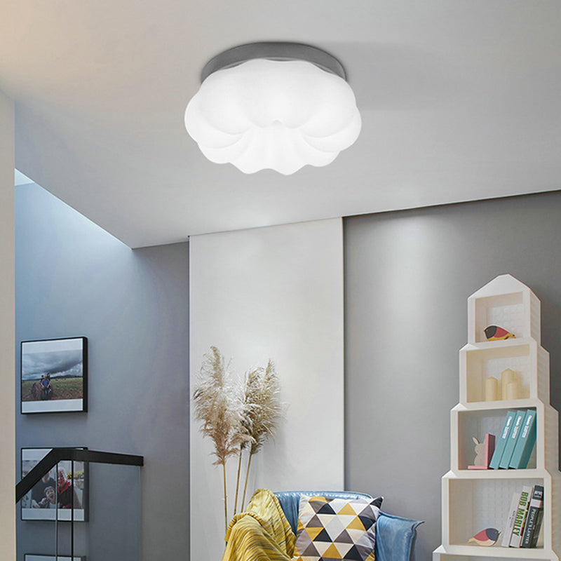 Plastic Cloud Flush Mount Ceiling Light Fixture Kids LED Flushmount Lighting in White