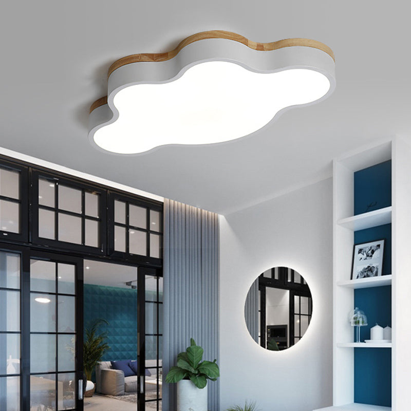 Acrilico Cloud Flush Massimale Light Fixture Nordic LED Flush Mount Lighting con Metal Shade e Wood Canopy
