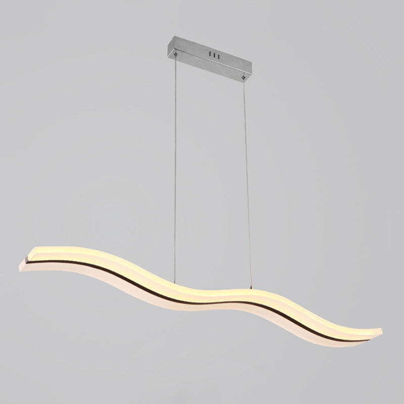 Liquid Flow Island Light Fixture Simplicity Acrylic White LED Pendant Lighting for Dinner