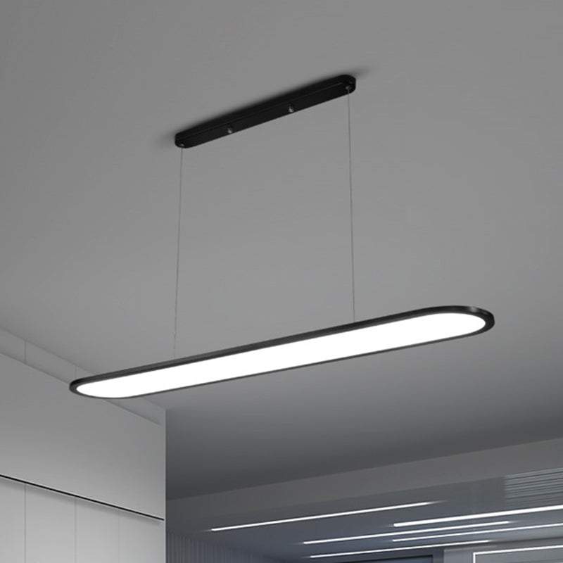 Simple LED Island Lighting Ideas Ultra-thin Oblong Hanging Lamp with Acrylic Shade