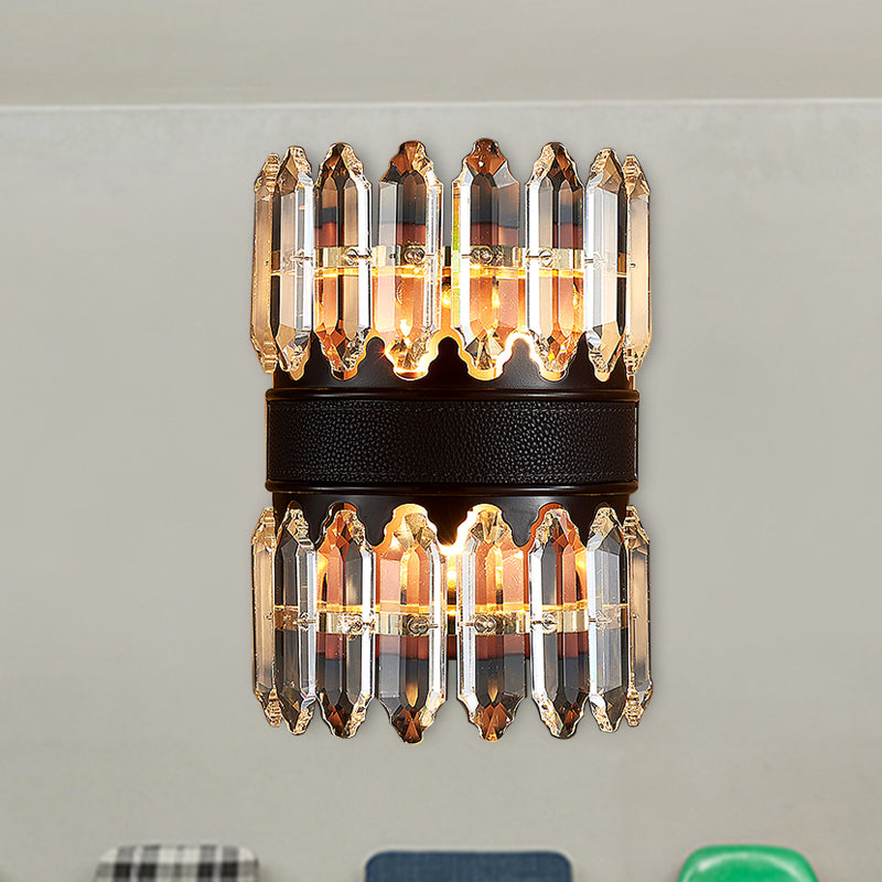 Funzione illuminazione a parete cilindri a blocchi di cristallo moderna luci 2/4 luci nere funce luce