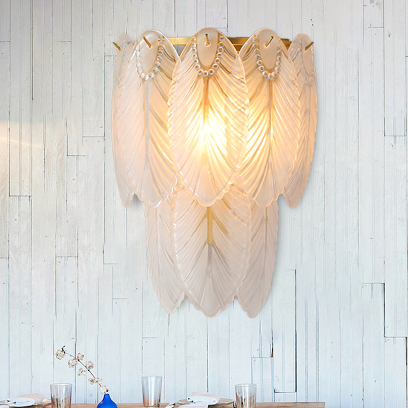 Tiered Wall Light Fixture Postmodern White Prismatic Glass 2/3 Lights Corridor Sconce Light