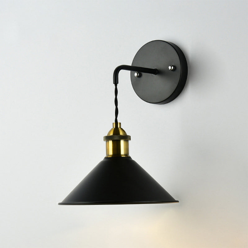 1 Kopfwandlicht mit konischem Schatten Metall Industrial Style Esstischleuchte in Schwarz