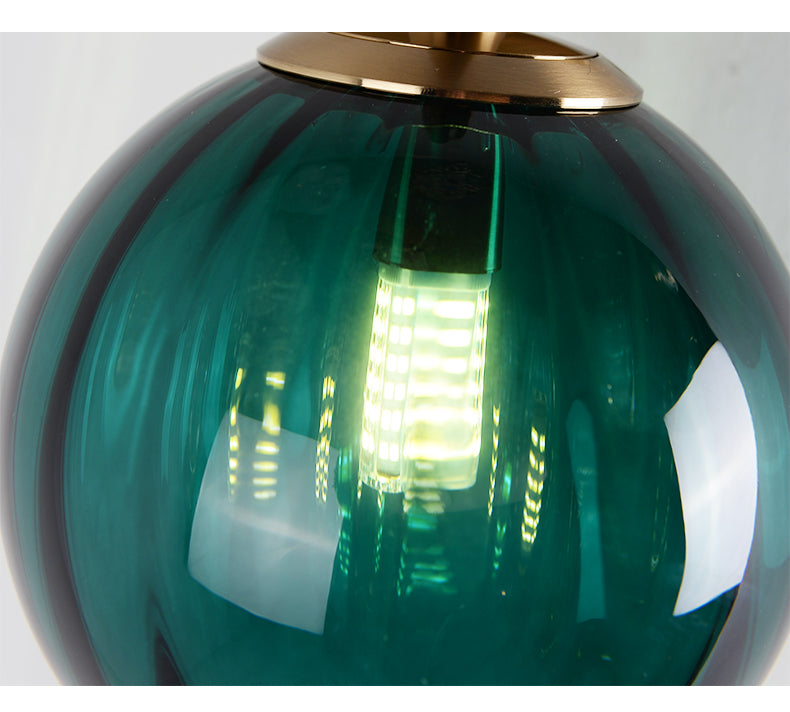 Mitte des Jahrhunderts kugelförmige hängende Lichtkit Glas 1-Licht-Restaurant Drop Anhänger in Messing