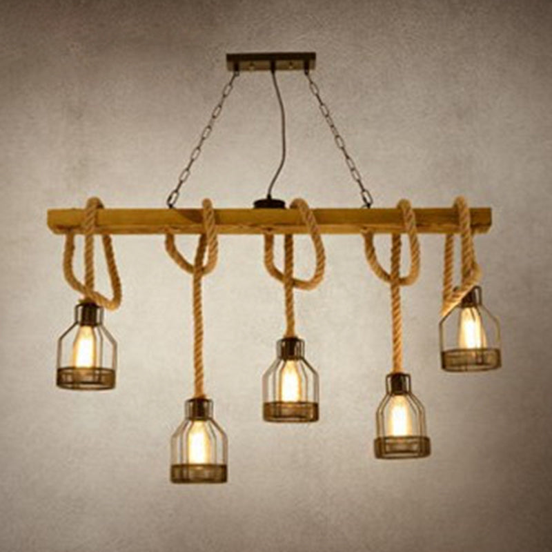 Éclairage de l'île Aménagement de style vintage en bois linéaire suspension suspendue en noir