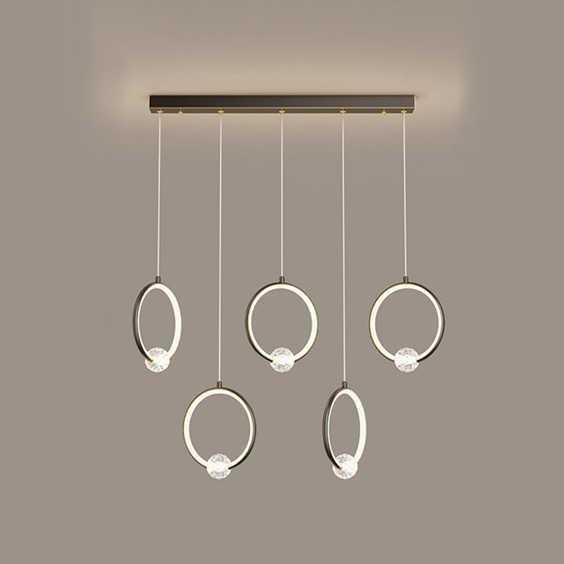 Ring-Shaped Hanging Pendant Light Modern Metal LED Indoor Suspended Lighting Fixture