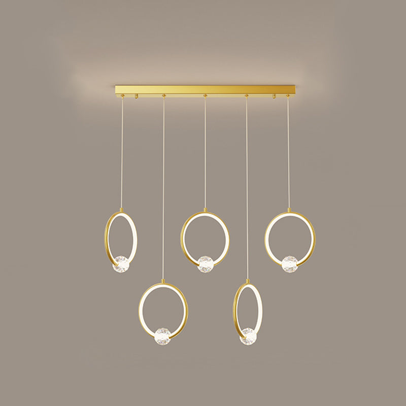 Ring-Shaped Hanging Pendant Light Modern Metal LED Indoor Suspended Lighting Fixture