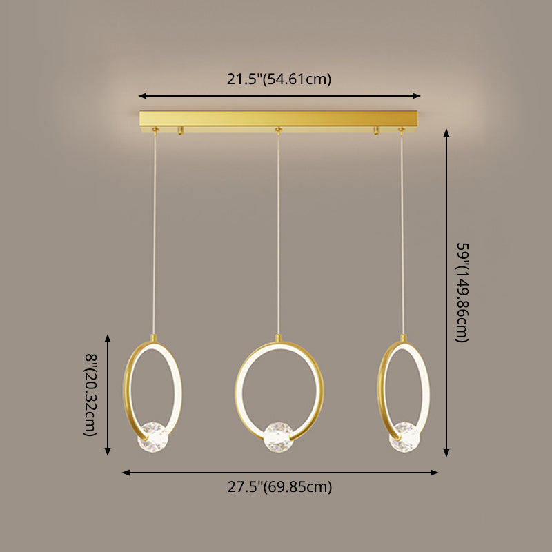 Ring-Shaped Hanging Pendant Light Modern Metal LED Indoor Suspended Lighting Fixture