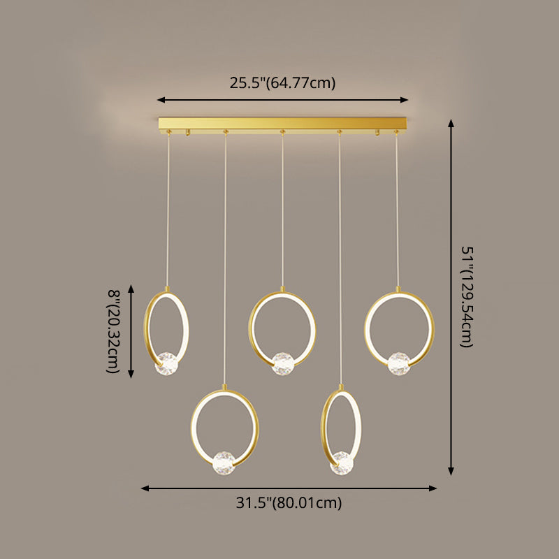 Ring-Shaped Hanging Pendant Light Modern Metal LED Indoor Suspended Lighting Fixture