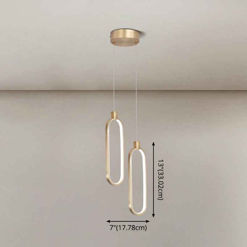 Gold LED Bedroom Hanging Pendant Light Metal Single Head Small Ceiling Pendant Light