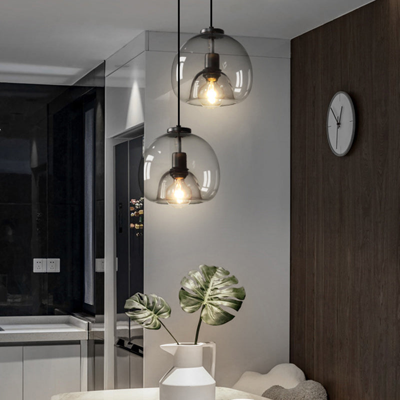 Black Mini Glass Globe Pendant Light Adjustable LED Kitchen Pendant Lighting