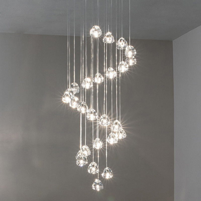 Clear Bubble Glass Mini Pendant Light Modern Nordic LED Round Stair Hanging Lamp