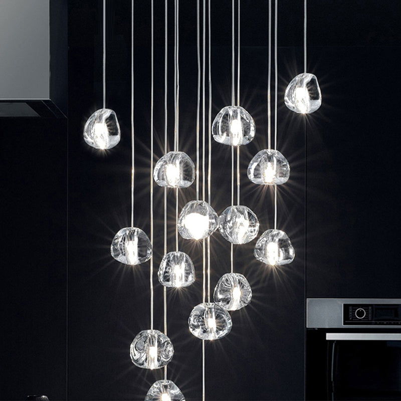 Clear Bubble Glass Mini Pendant Light Modern Nordic LED Round Stair Hanging Lamp