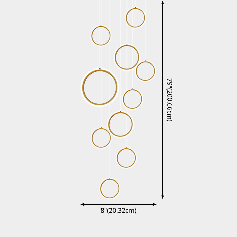Scade grandi soffitto a sospensione Luce moderna anello di metallo nordico minimalista in ottone