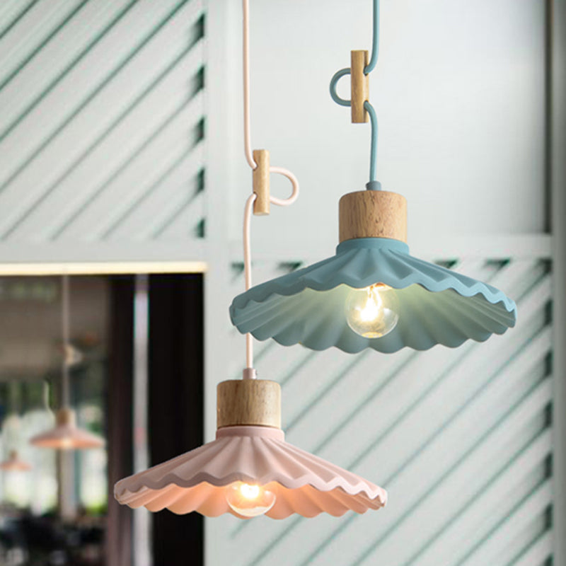 Modern Mini Colorful Pendant Light Lovely Cement Saucer Shade Single Pendant Light for Bedroom