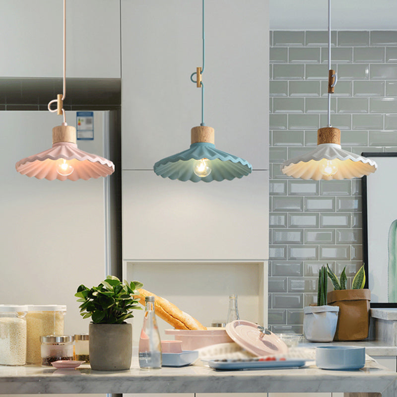 Modern Mini Colorful Pendant Light Lovely Cement Saucer Shade Single Pendant Light for Bedroom