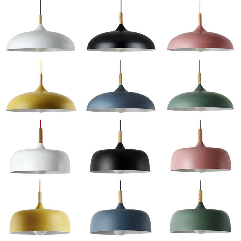Macaron Color Modern LED Ceiling Light LED Hanging Pendant Light with Wood Lamp Socket