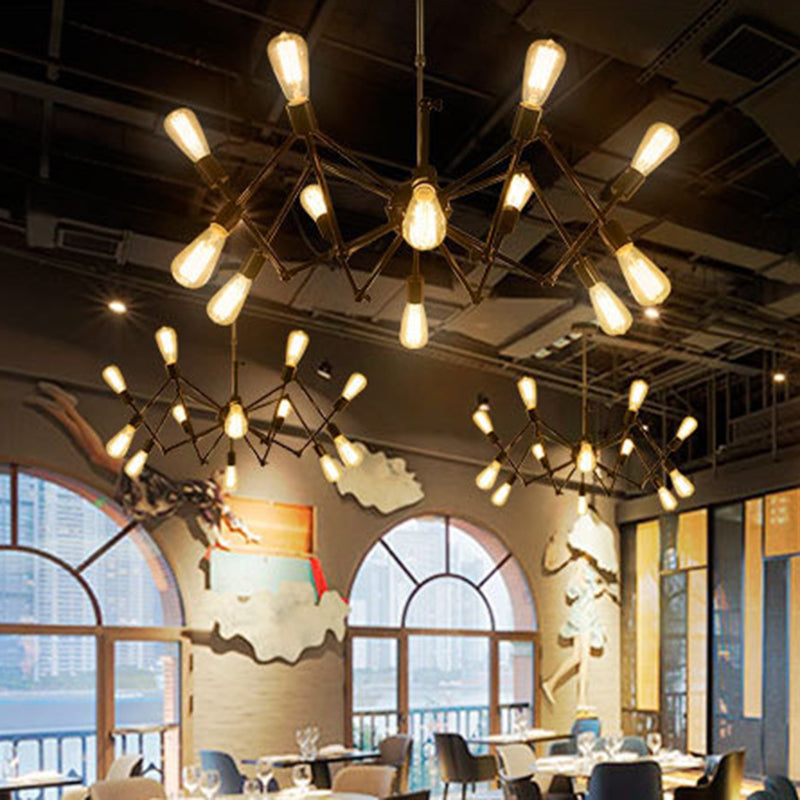 Retro Industrial Style Kronleuchter leichter Sputnik Schmiedeeisen Multi -Licht -Anhänger für Bar Café