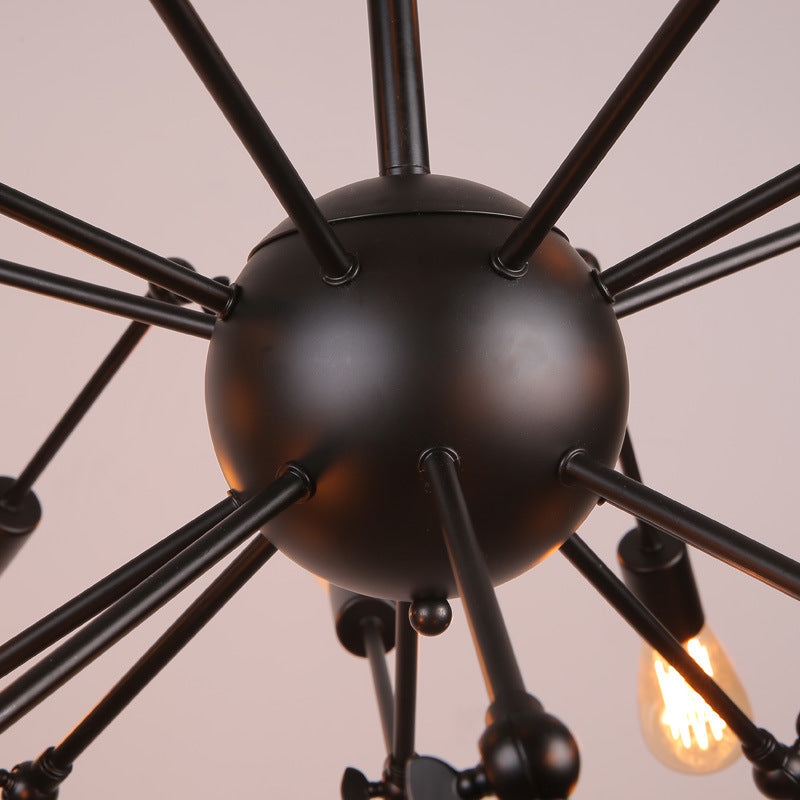 Retro Industrial Style Kronleuchter leichter Sputnik Schmiedeeisen Multi -Licht -Anhänger für Bar Café
