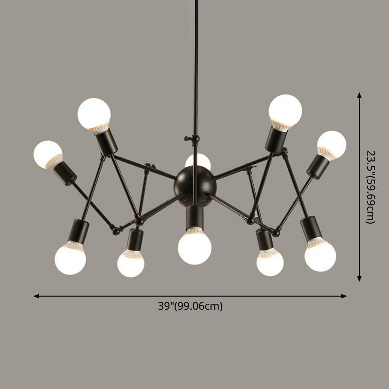 Retro Industrial Style Kronleuchter leichter Sputnik Schmiedeeisen Multi -Licht -Anhänger für Bar Café