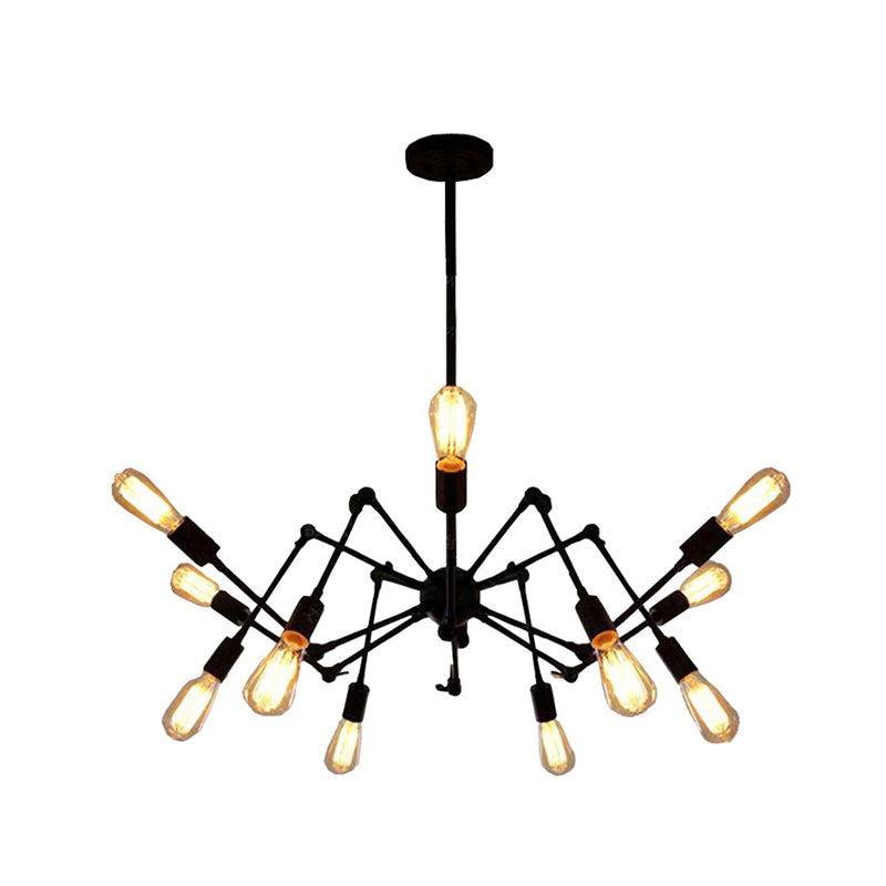 Black Retro Retro Industrial Chandelier Light Light Sala de estar de hierro forjado Multi Light Light