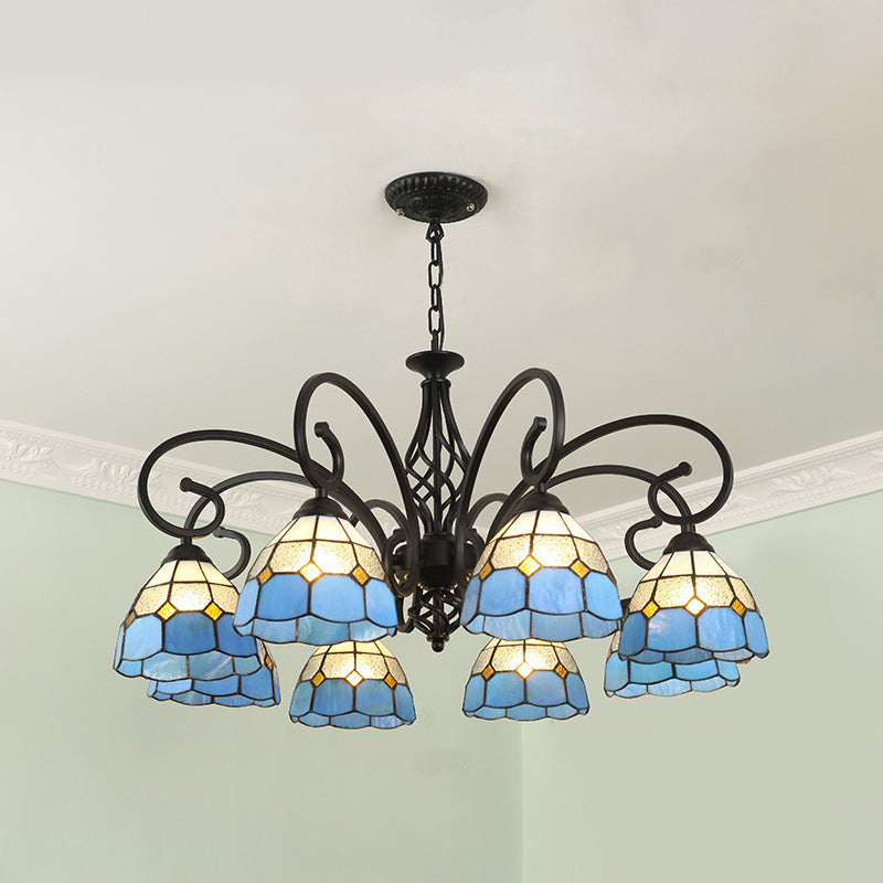 Stained Glass Tiffany Chandelier Light Living Room Ceiling Hanging Light with 12" Adjustable Chains