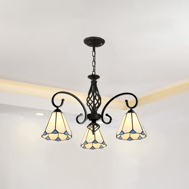 Stained Glass Tiffany Chandelier Light Living Room Ceiling Hanging Light with 12" Adjustable Chains