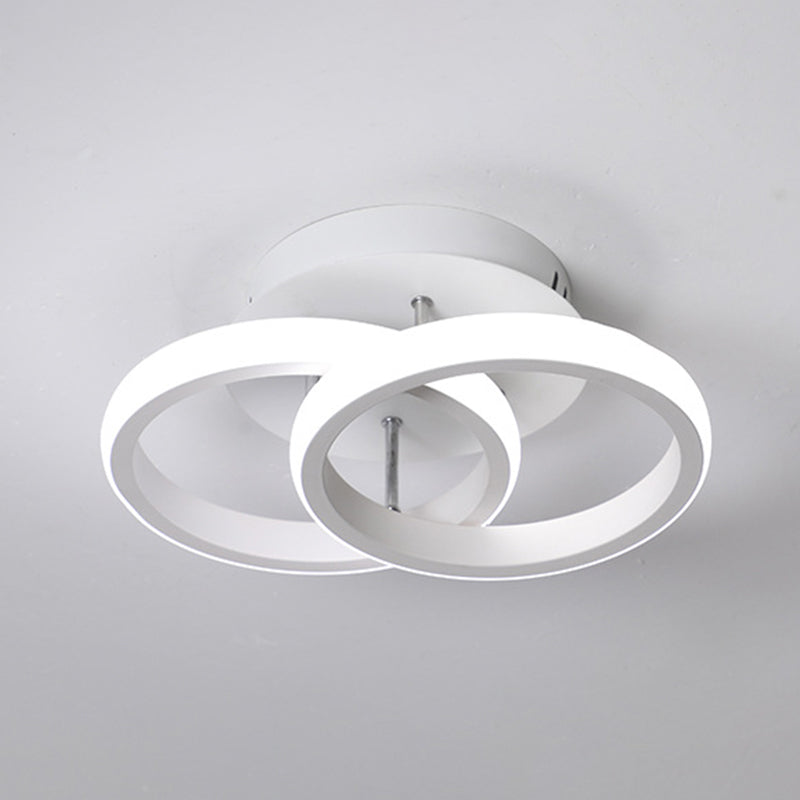 Round/Square/Moon Small Ceiling Lamp Modern Metal Black/White LED Semi Flush Mount Lighting for Corridor