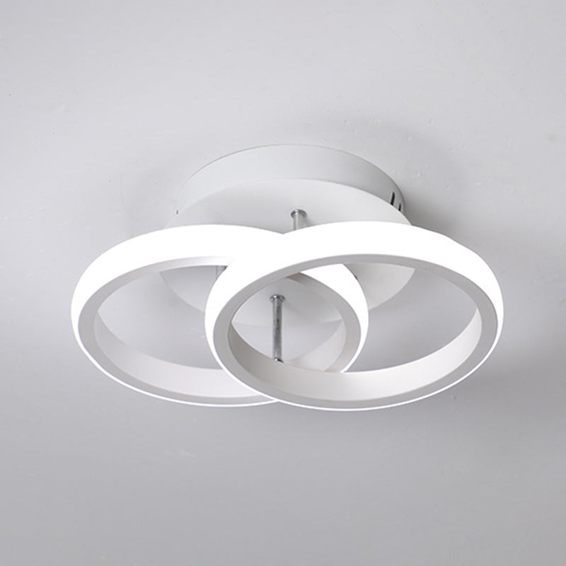 Petit plafonnier rond/carré/lune moderne en métal noir/blanc, éclairage LED Semi-encastré pour couloir