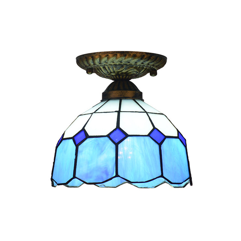 Pilt à plafond floral Lampe à montage méditerranéen coupé 1 tête semi-flinaire Éclairage pour foyer