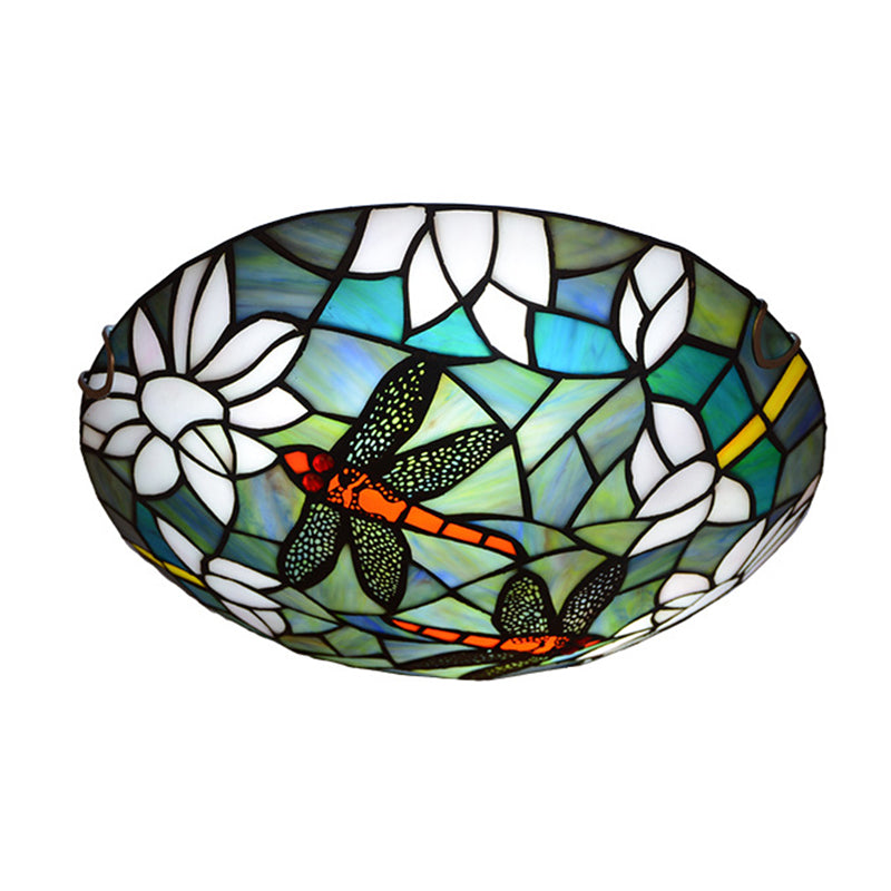 Verre coupé Aqua encastré lampe Dragonfly et Lotus Tiffany style plafonnier