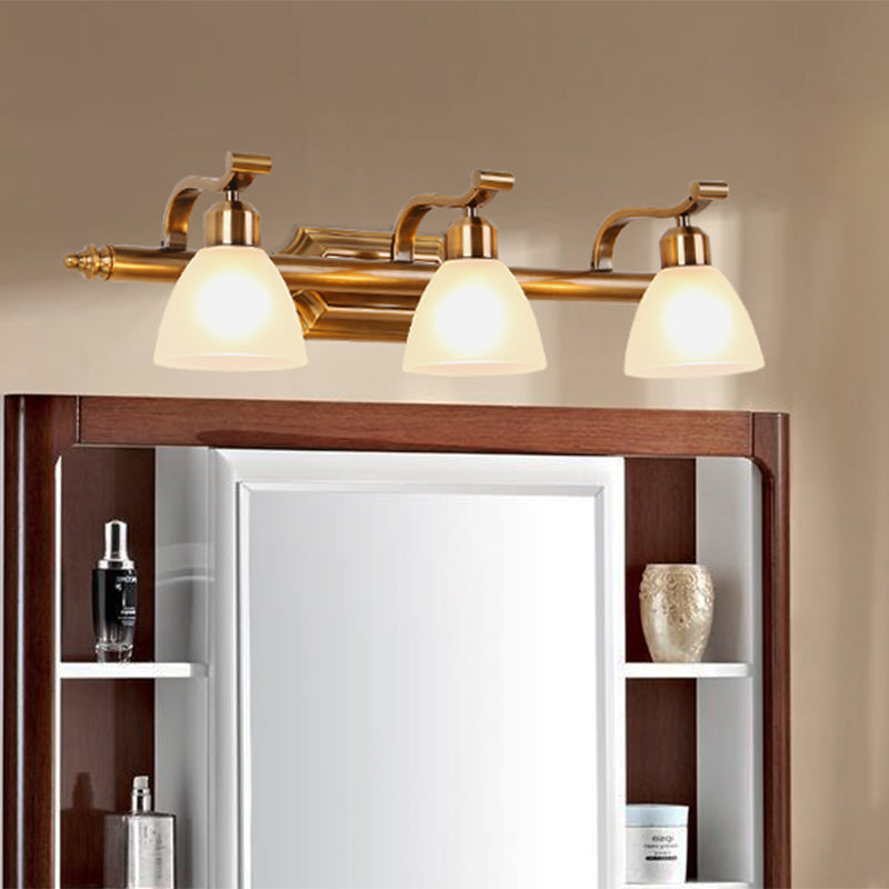 Brass 2/3/4 Bulbs Vanity Lamp Traditionalism Metal Bowl Wall Mount Light Fixture for Bathroom