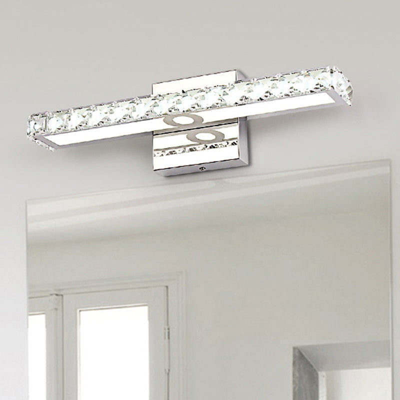 Rectangle Vanity Wall Sconce Modern Style Clear Crystal Integrated LED Bathroom Wall Mounted Lamp