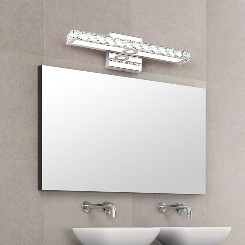 Rectangle Vanity Wall Sconce Modern Style Clear Crystal Integrated LED Bathroom Wall Mounted Lamp