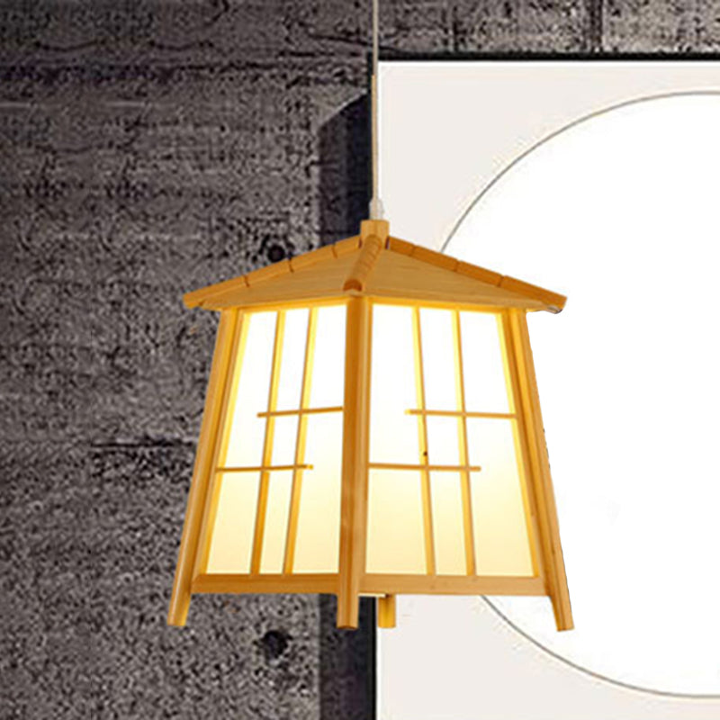 Chinese Style Contracted Small House Pendant Light 1 Light Wood Hanging Lamp for Dining Room