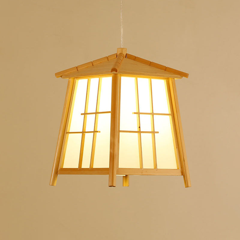 Chinese Style Contracted Small House Pendant Light 1 Light Wood Hanging Lamp for Dining Room