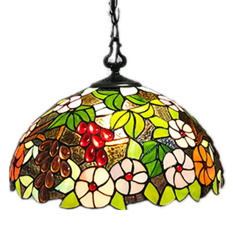 Bol pendent clair de style tiffany 1 vitrail léger lampe suspendue en vert