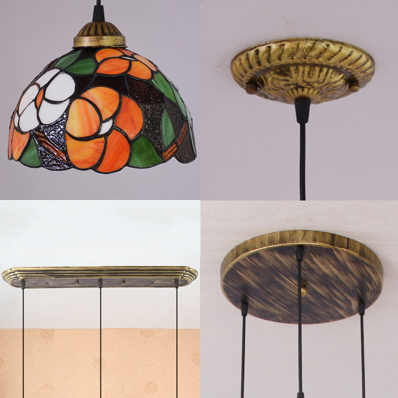Light arancione a ciondolo a ciondolo tiffany vittoriano vetrate multicolori lampada appesa