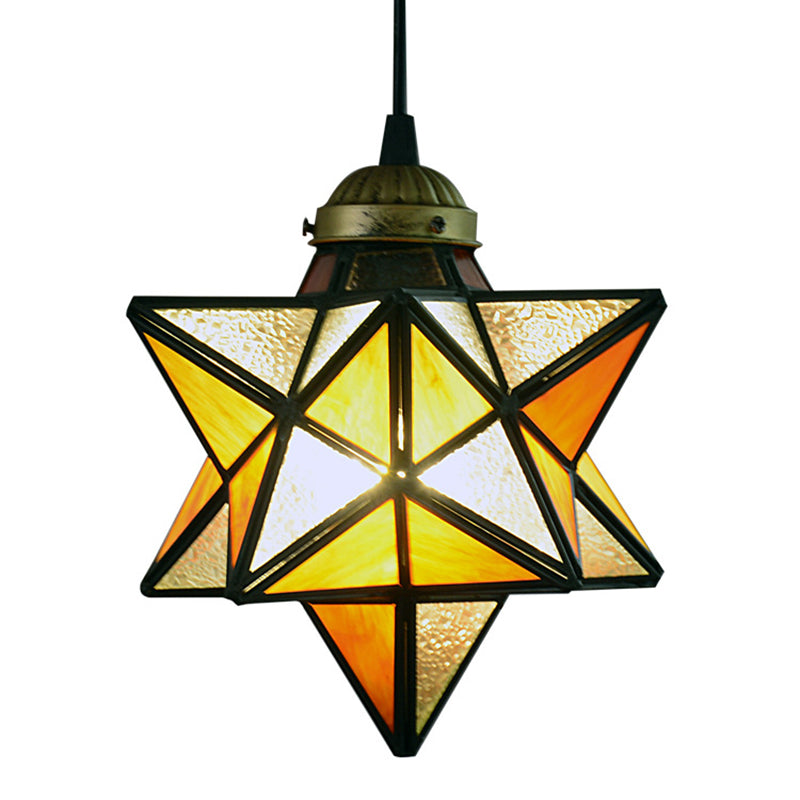 1 pendentif léger léger Tiffany Star Shade Icy Glass Glass Down Lighting Pendant