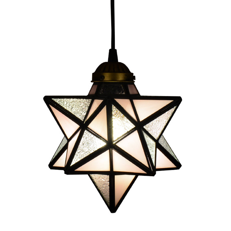 1 Light Pendant Light Tiffany Star Shade Icy Clear Glass Down Lighting Pendant