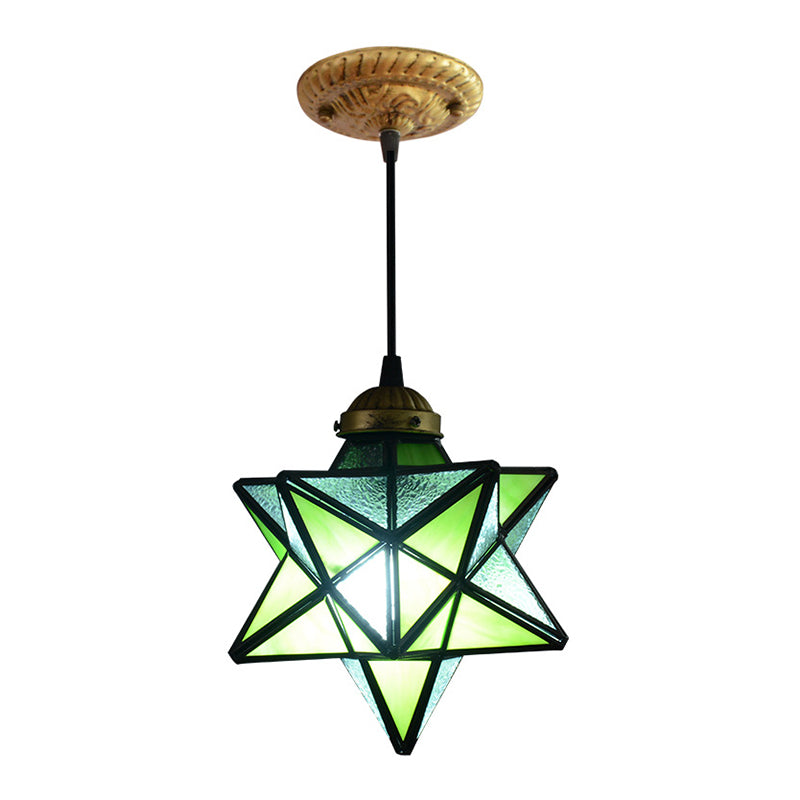 1 Light Pendant Light Tiffany Star Shade Icy Clear Glass Down Lighting Pendant