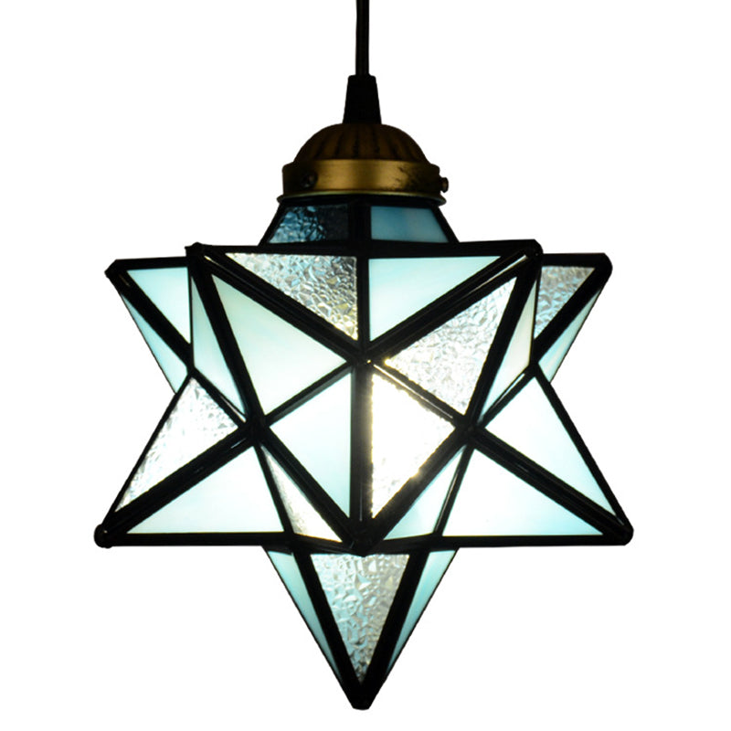 1 pendentif léger léger Tiffany Star Shade Icy Glass Glass Down Lighting Pendant