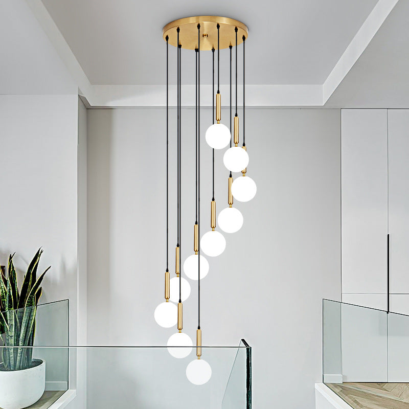 Modern Minimalist  Multiple Globe Shade Pendant Light  Metal Long Hanging Lamp  for Living Room