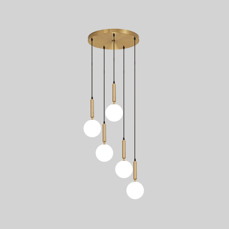 Modern Minimalist  Multiple Globe Shade Pendant Light  Metal Long Hanging Lamp  for Living Room